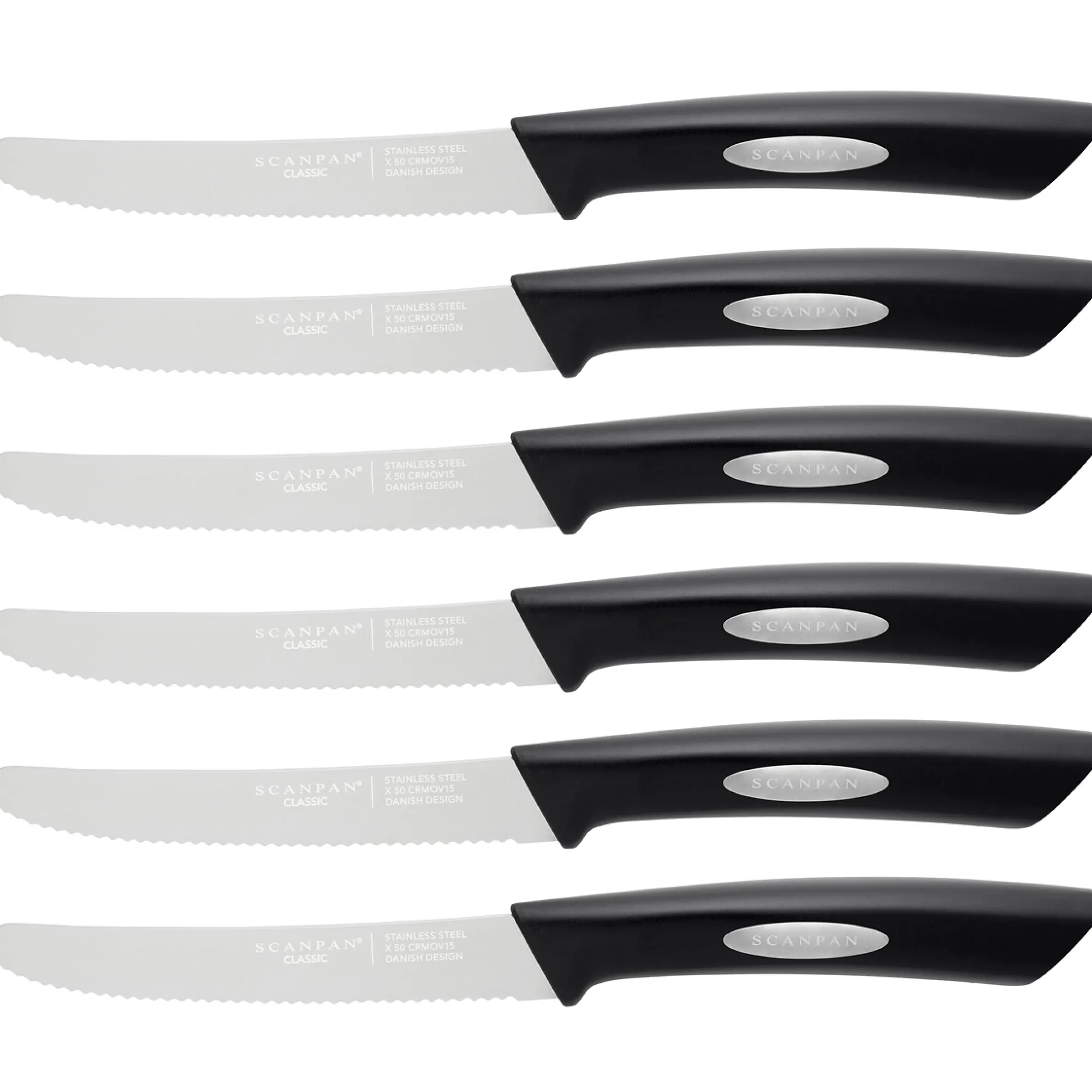 SCANPAN Messer-sets|Messerzubehör>Steakmesser, 6 Stück - Classic Black
